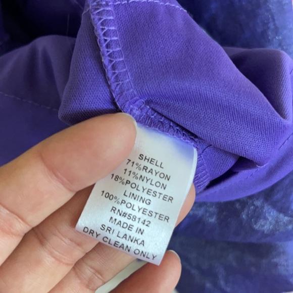 London Times Dress Tiered Purple Iridescent Cap Sleeve Mother Bride Raw Edge - Picture 13 of 16